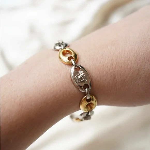 Vintage Gianni Versace Medusa Oval Two-Tone Bracelet - Picture 5 of 6